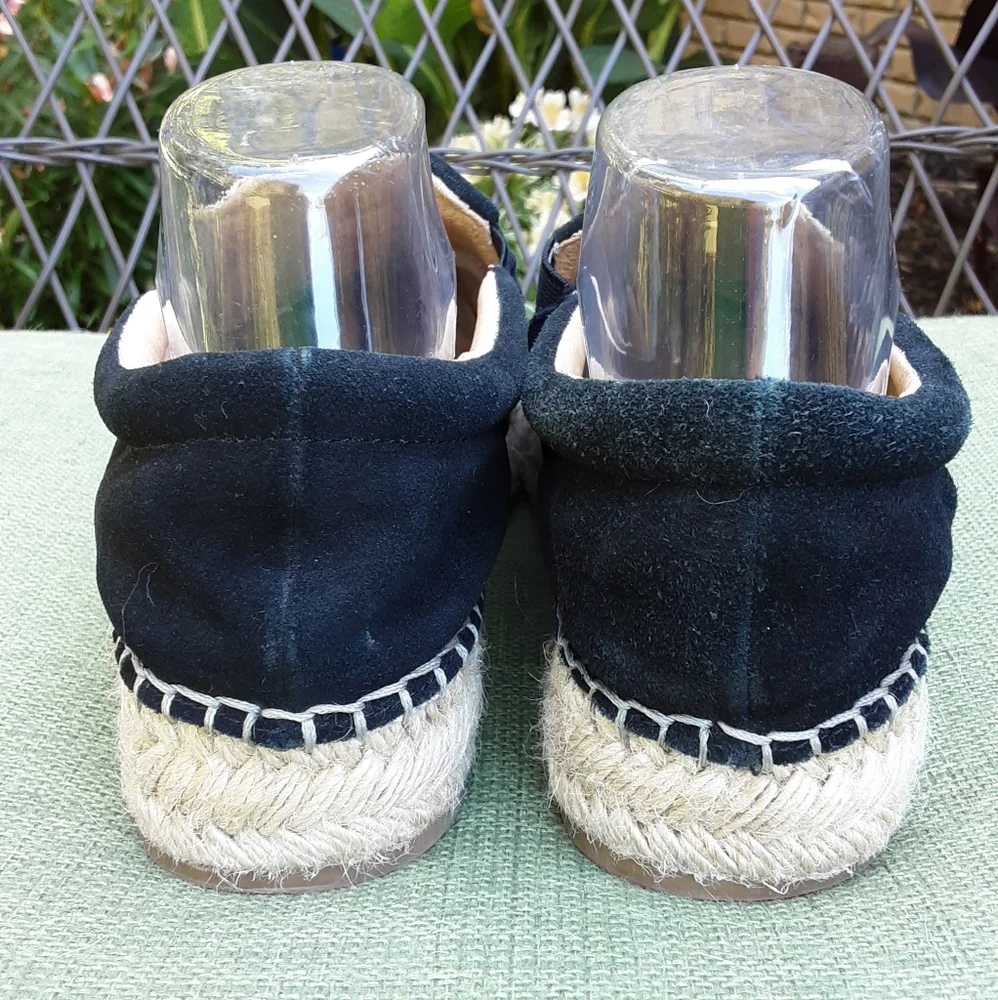 J/Slides NYC Black Suede Espadrille Slip-on Shoe with TasselDetail.